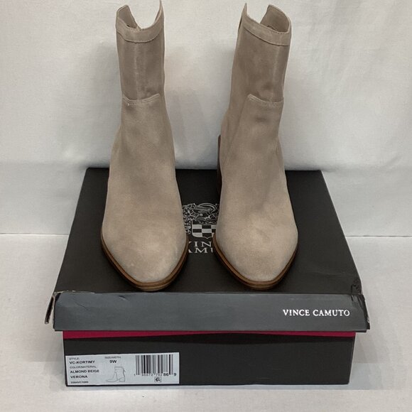 Sz.9W Vince Camuto Water-Repellent Suede Mid-Shaft Boots -Kortimy Almond - Picture 2 of 14
